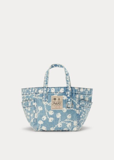 Women's Polo Ralph Lauren Denim Floral Mini Tote Bags | 570146FAZ